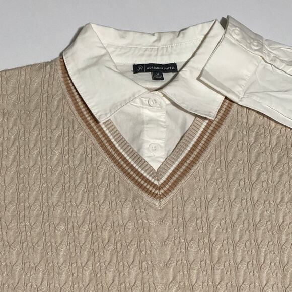 Womens Knit Layered Shirt Size M Collared Long Sleeve Preppy Academic y2k 2000s - Picture 5 of 10